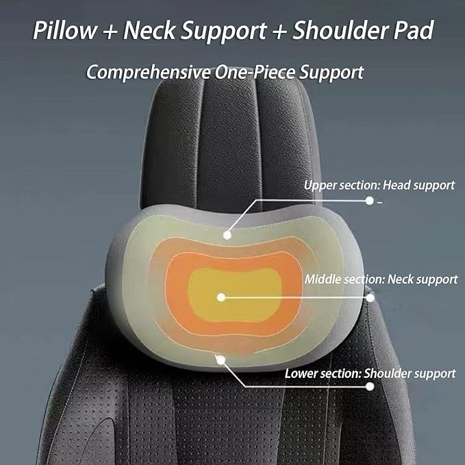 Car Lumbar Support Pillow and Car Neck Pillow Kit for VW Taos 2021 2022 2023 2024 2025 2026, Car Seat Neck Back Rest Pillows, Ergonomic Car Seat Headrest & Lumbar Cushion,C Coffee