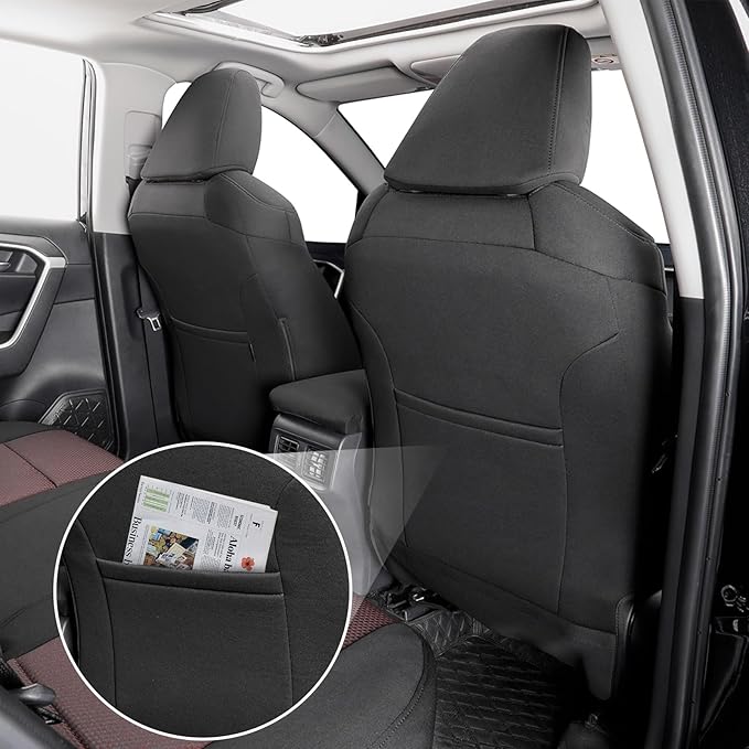 coverdream 2026 Rav4 Seat Covers Custom Fit for 2026 Toyota Rav4 Hybrid (SE,XSE) & PHEV GR Sport SUV,Full Set Polyester Car Seat Protector Black&Wine Red