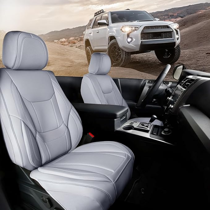 Coverland Custom Fit Car Seat Covers for SUV Compatible with [RAV4,Corolla Cross, CR‑V, Forester, CX‑9, C‑HR, Venza] Premium Waterproof Non-Slip Interior Seat Protector [Front Gray - Size Chart A24]