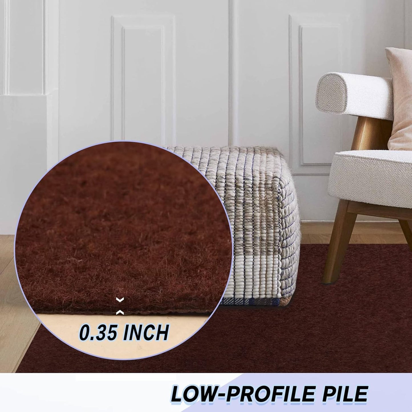 Custom Size Backed Non-Slip Area Rugs Runner, Easy Clean, Waterproof Runner Rugs for Hallway Entryway, Kitchen, Laundry, 2FT x 13FT, Brown