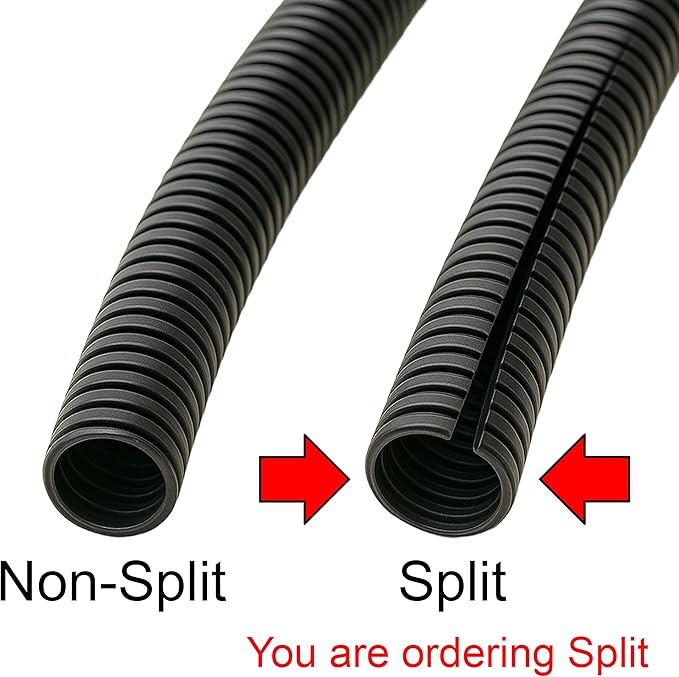 Electriduct Split Wire Loom Tubing Polyethylene Corrugated Flexible Conduit - 1/4" Nominal Size - 50 Feet - White