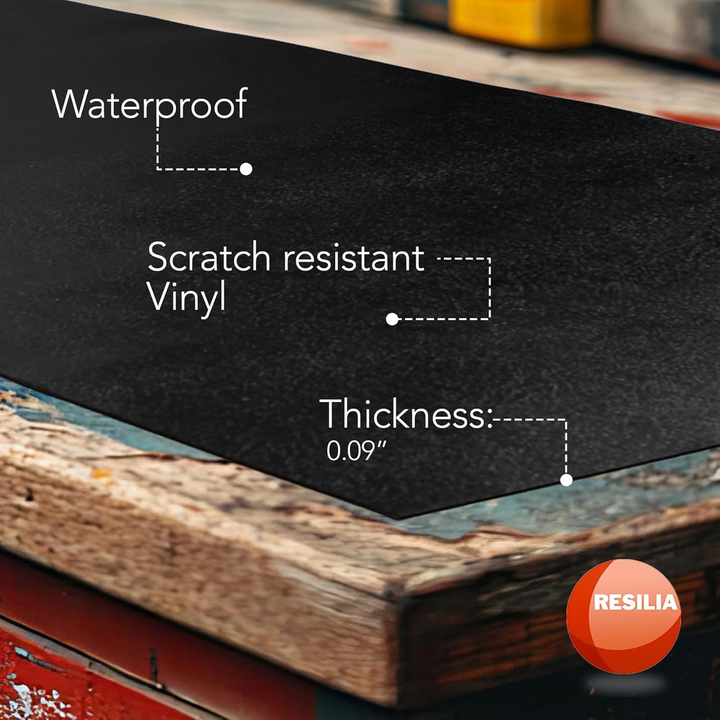 RESILIA Work Bench Mat - 23.5" X 71.5", Scratch-Resistant PVC Mats - Protect Your Workbench, Table, or Tool Station from Painting, Woodworking, Crafting, Building, & More, Black, Made in The USA