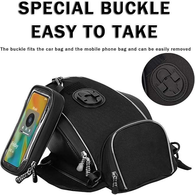 Motorcycle Tank Bag for Honda CBR300R CBR500R CBR650R, Oxford Magnetic Motorbike Bag Water-Resistant Motorcycle Gas Tank Bag with Magnets and Straps for Touring,A/Strap