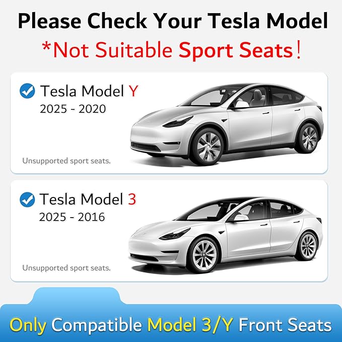 Premium Microfiber Towel Tesla Model Y Juniper/3 Seat Covers, Waterpooof | Sweatproof | Machine Washable | Non-Slip, Seat Protector for Tesla Model 3/Y 2016-2026 Interior Accessories - (2Pack, Black)