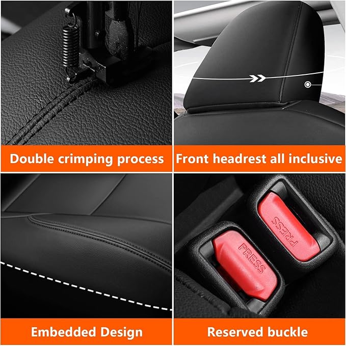 AOMSAZTO Custom Fit for Toyota Corolla LE 2023 2024 2025 2026 Faux Leather Car Seat Covers Full Set Compatible Airbag Car Seat Protector Black (Black, 2023-2026 Corolla LE)