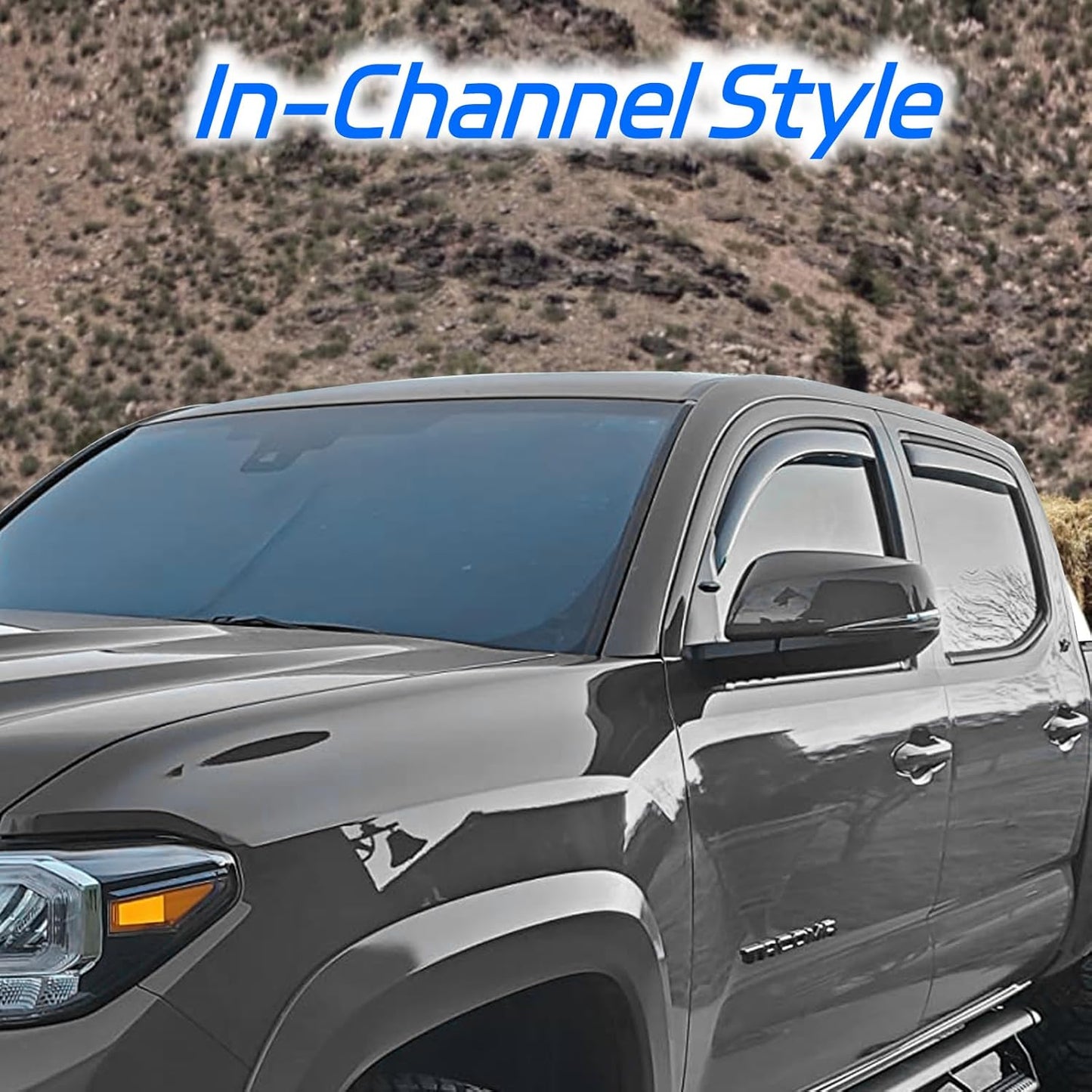 in Channel Rain Guards Fit for Truck 2009 2010 2011 2012 2013 2014 Ford F150 SuperCrew/SVT Raptor Crew Cab, Durable Side Window Visors Deflectors, Smoke Tinted Vent Shade Shield, 4pcs