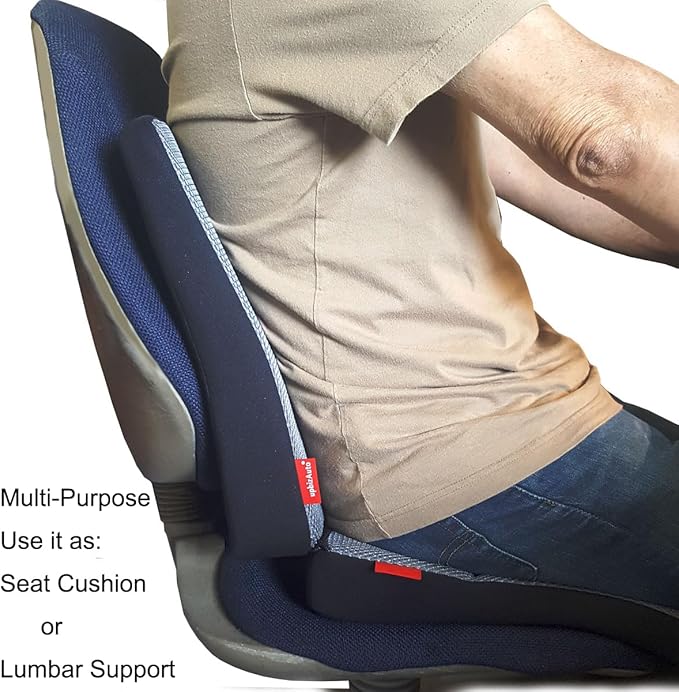Yupbizauto New Breathable Comfortable Ergonomic Wedge Car Seat Office Chair Back Support Cushion (Tan Syn Leather)