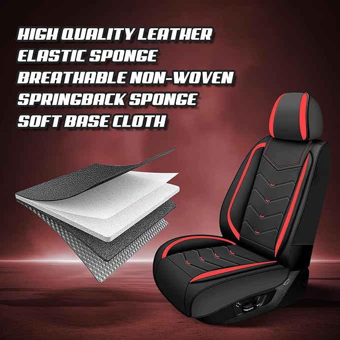 Car Seat Covers for Lexus ES 350 2007-2026, Premium Nappa Leather Car Seat Cover, Stylish Sport Seat Covers， Automobile Seat Cover Sets.(Standard 2 Seats/Black Red)