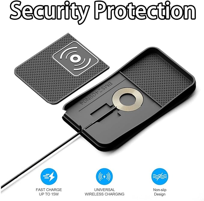 Car Wireless Charger Pad for Dodge Avenger 2000 2008-2014, Fast Car Wireless Charging Pad for Car Center Console, Non Slip Charging Mat,1M-USB
