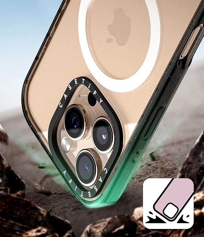 CASETiFY Impact Case for iPhone 16 Pro [Slim / 8.2 ft. 4X Military Grade Drop Protection/Compatible with Magsafe] - Stamp Collection - Clear Black