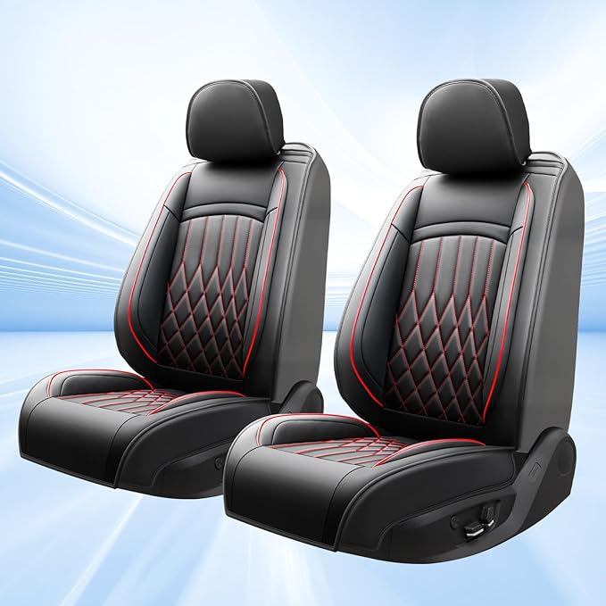 Fit for Accent Seat Covers Compatible with Hyundai Accent 2017-2026 - Waterproof Breathable Leather Automotive Seat Cushions Protector,Airbag Compatible,Only 2 Front seat Covers(Redline)
