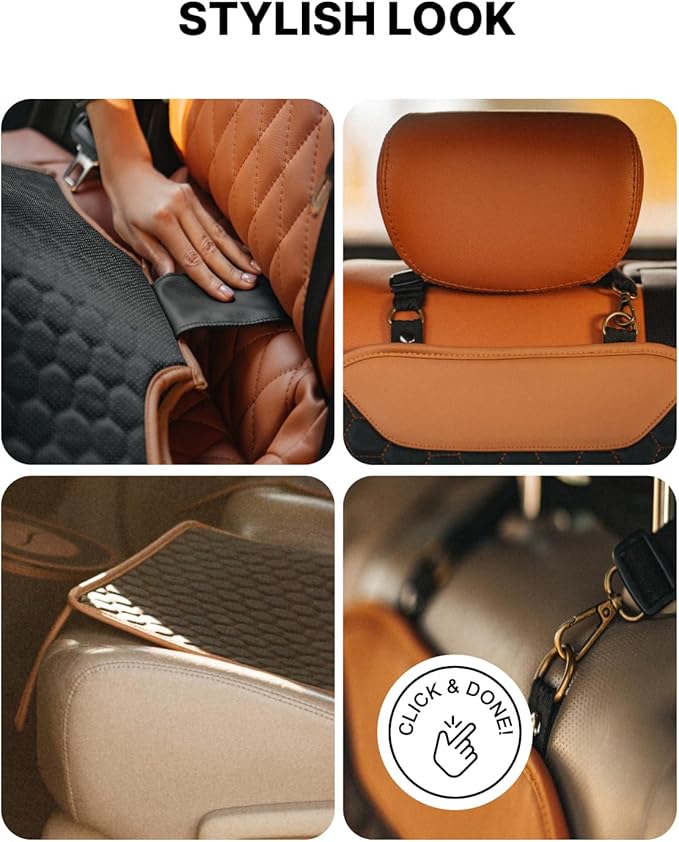 Owleys Premium Leather Car Seat Protector for Child Car Seat Cover from Dirt Scratches - Infant Car Seat Protector for Back Seat/Front Booster Seat Protector Under Baby Car Seat Waterproof 1pc Hexy