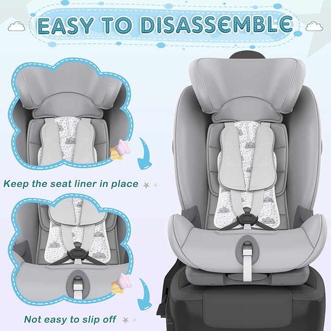 Pinkunn Gel Car Seat Baby Cooling Pad for Summer Breathable Stroller Cooler Pad Multifunctional Carseat Cooling Mat for Baby Child Dining Chair Safety Seat Stroller (White,Cloud)