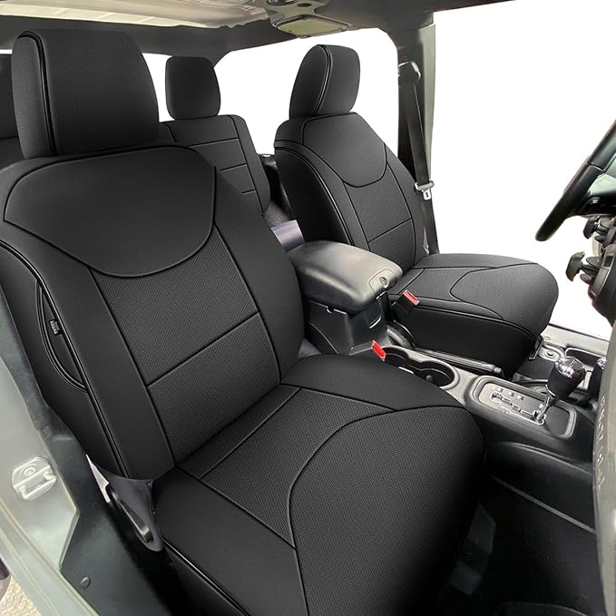 AOMSAZTO Custom Fit Seat Covers for Jeep Wrangler: 2013 2014 2015 2016 2017 4-Door Breathable Car Seats Covers Full Set Black
