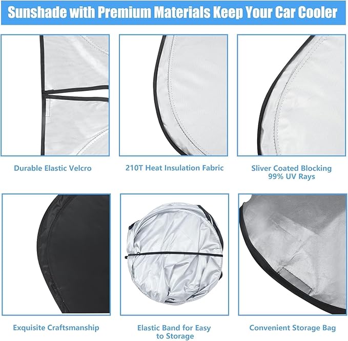 Windshield Sun Shade for 2013-2018 Hyundai Santa Fe Custom Fit Window Sunshade Front Window Shade Sun Visor Accessories Blocks UV & Heat, Keep Car Cooler