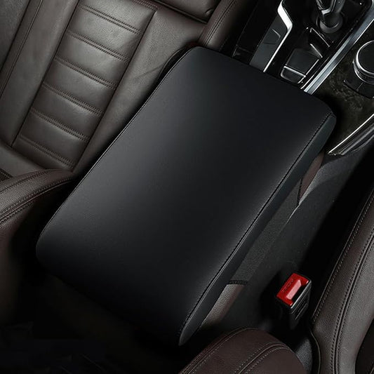 Car Armrest Cover Pad for Hyundai Santa FE 2021 2022 2023 2024 2025 Premium Leather Center Console Armrest Cushion Pad Anti-Scratch Waterproof Auto Interior Accessories Black Style
