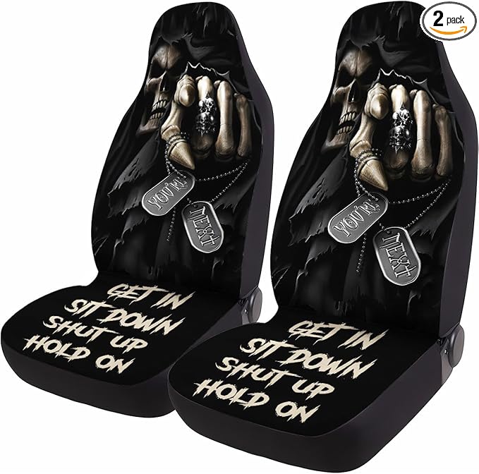 GENANY Grim Reaper Car Seat Covers Set of 2, Breathable Front Seat Covers for Truck Sedan SUV, Horror Car Accessories, Horror Gift for Women Men