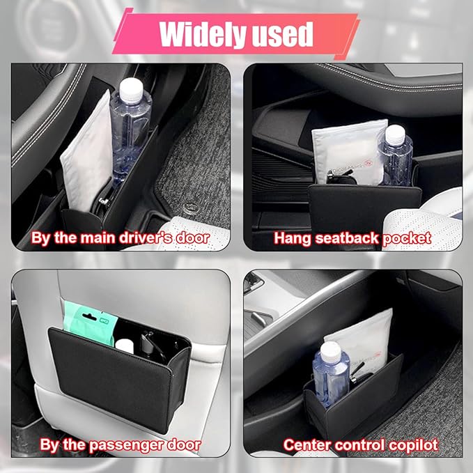 Car Trash Can, Leather Car Garbage Can with One Roll Trash Bag, Foldable Hanging Storage Container, Mini Trash Bin, Vehicle Garbage Organizer Holder for Door Side, Back Seat (Beige)