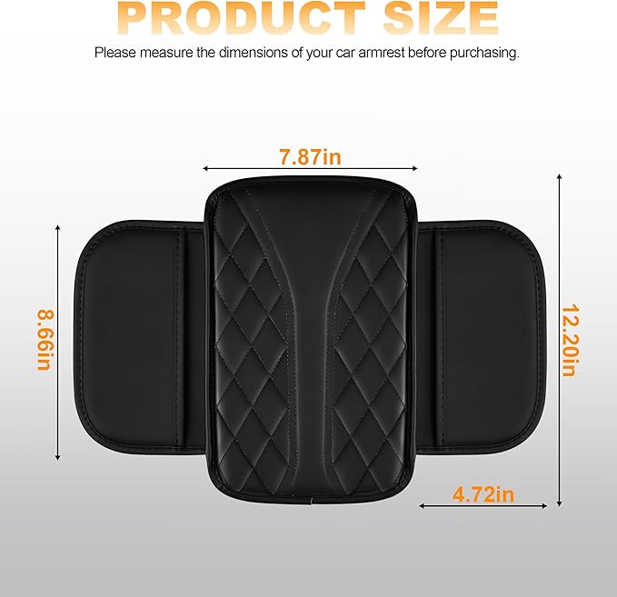 Car Center Console Cover Fit for Jeep Wrangler - Leather Armrest Covers with 2 Storage Pockets(Black)