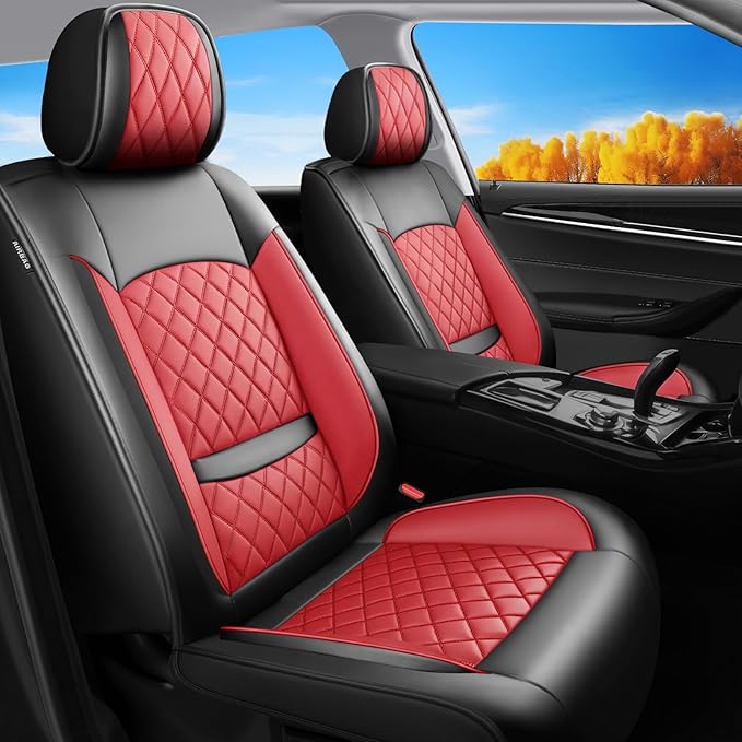 Fit TLX Car Seat Covers for Acura TLX 2014-2025 2026 - Premium Leather, Waterproof, All-Weather, Airbag Compatible, Anti-Slip, Breathable, Easy Install, Seat Protectors, Full Set, Red