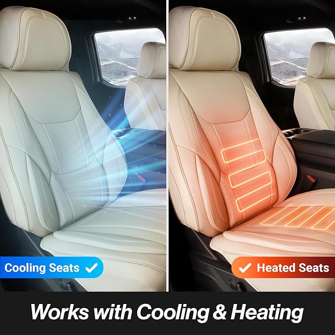 Coverland Custom Fit Car Seat Covers for SUV Compatible with [Mercedes-Benz G550 4x4, M-Class ML] Premium Water Resistant Leather Non-Slip Interior Protector [Full Set Beige - Size Chart X87]