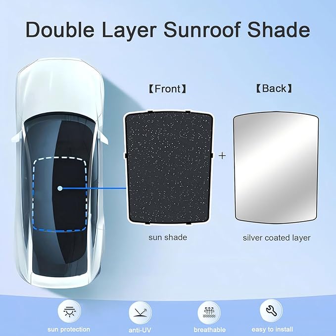 Car Sunroof Sunshade Compatible with Tiguan Accessories 2010-2017, One-Piece Glass Roof Sun Shade, Foldable Car Sunshade Roof, Sunroof Cover, Sun UV Protection