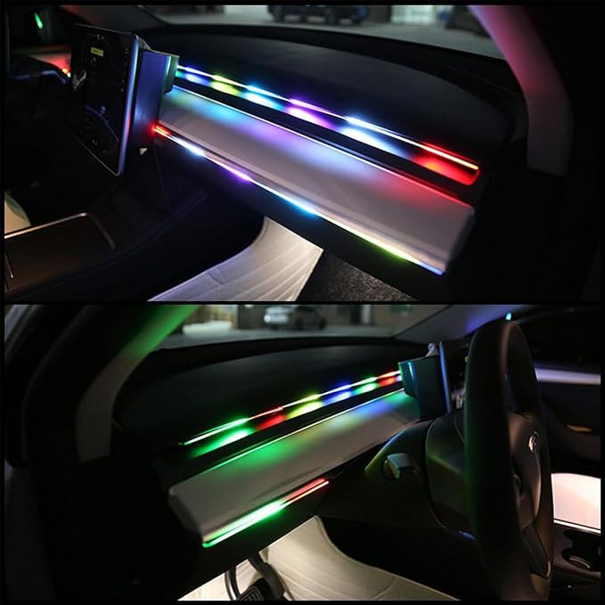Dynamic RGB Interior Light Kit, Led Lights for Car with Dynamic Color Chasing, Adjustable Brightness for Lnterior Into A Dynamic and Colorful Space (1 Kit + 4 Faros)