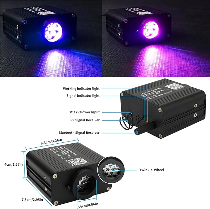 AZIMOM 16W Twinkle & Sound Activate 550pcs*0.03in*9.8ft Fiber Optic Starlight Headliner Kits+RGB Meteor Shooting Star,APP& Remote Control Light Engine End Glow Fiber Strands Home Car Ceiling Décor