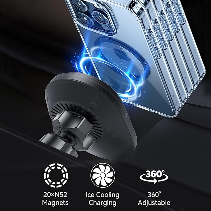 for MagSafe RAV4 Mount Charger, Exclusive fits for 2013-2018 Toyota RAV4, Compatible with iPhone 17/16/15/14/13/12/Mini Series, Intelligent Heat Dissipation Fast Charging 15W