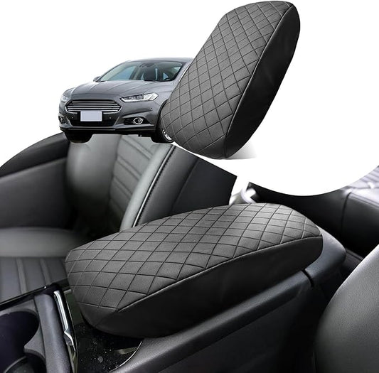 Center Console Cover Compatible with Ford Fusion 2013-2016 Leather Armrest Box Cushion Cover Middle Console Pad