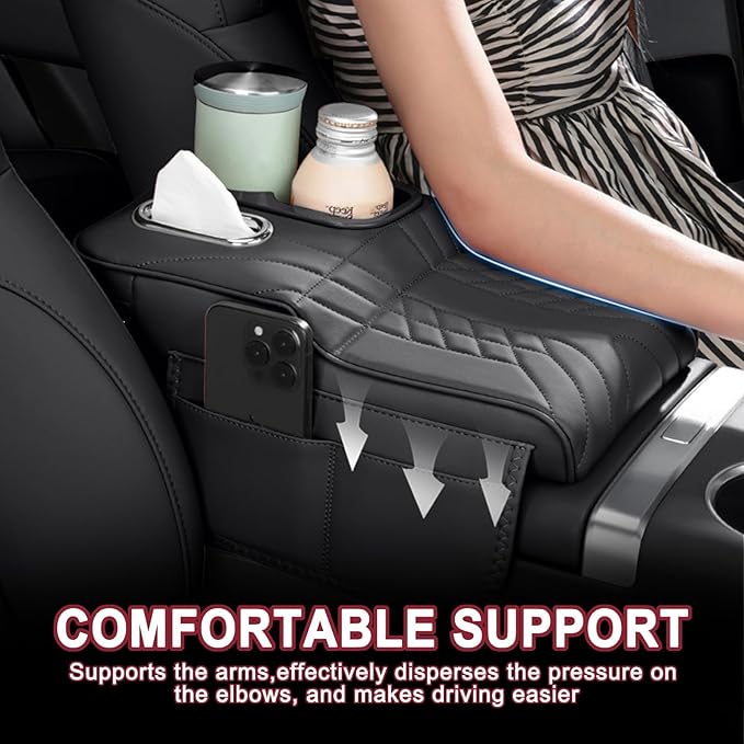 Car Armrest Cover for Tesla Model X 2015–2020 2021 2022 2023 2024 2025 2026, Center Console Cover Mat Armrest Seat Box Cover Cushion Console Pad Interior Accessories,E