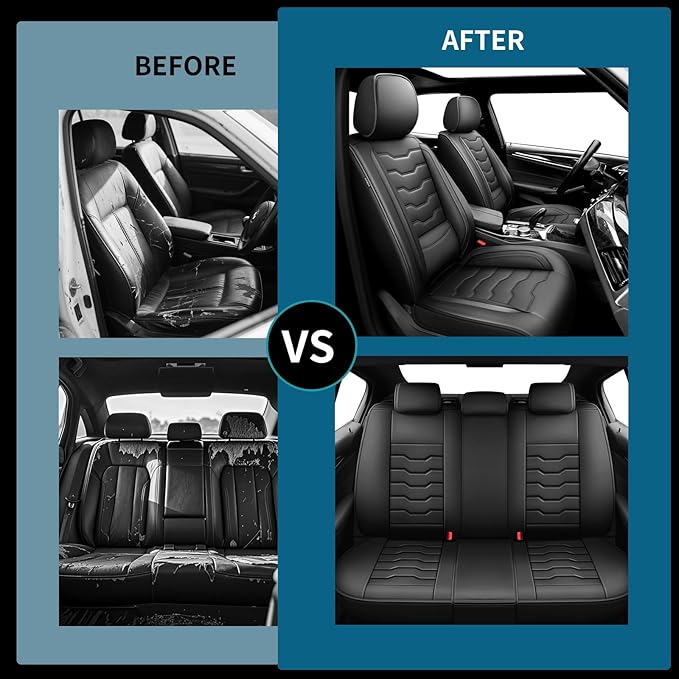 Fit Sentra Car Seat Covers Compatible with Nissan Sentra 2001-2025 2026 - Premium Leather， Waterproof Breathable， All-Weather Seat Cushion Protecto&Airbag Compatible (2 Front Seat Black)