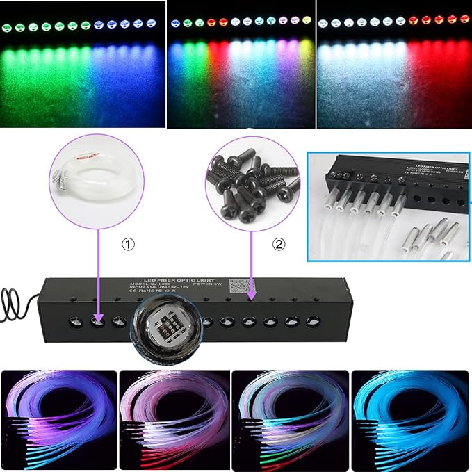 AZIMOM High Brightness 50W Twinkle Fiber Optic Starlight Kits1000pcs*0.03in*16.4ft Fiber Strands, RGB Meteor Shooting Star Sound Activated APP/Remote Control Theater Ceiling Home Shop Roof Decor