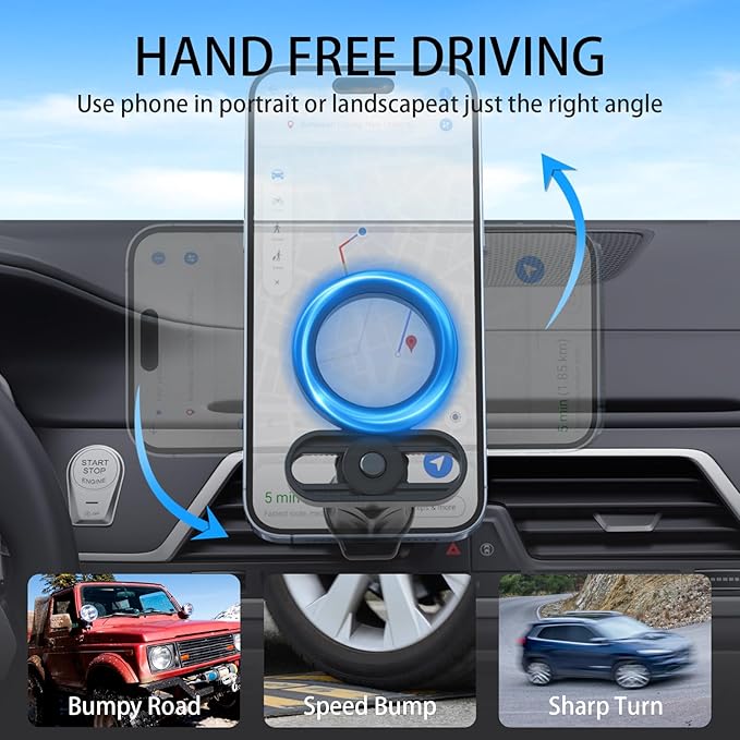 Mag-Safe Car Mount, Adjustable [Quick Install] Ultra Magnetic car phone holder, Air Vent Phone Holders for Your Car, Car Accessories Fit for iPhone 17 16 Pro Max 15 14 13 12 Plus Mini for Men Women