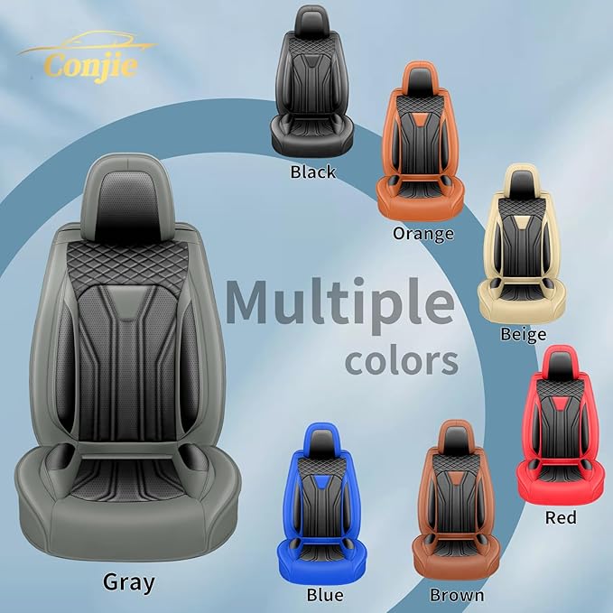 Fit Sentra Car Seat Covers Compatible with Nissan Sentra 2001-2025 2026 - Full Set Premium Leather， Waterproof Breathable， All-Weather Seat Cushion Protecto&Airbag Compatible （Gray & Black