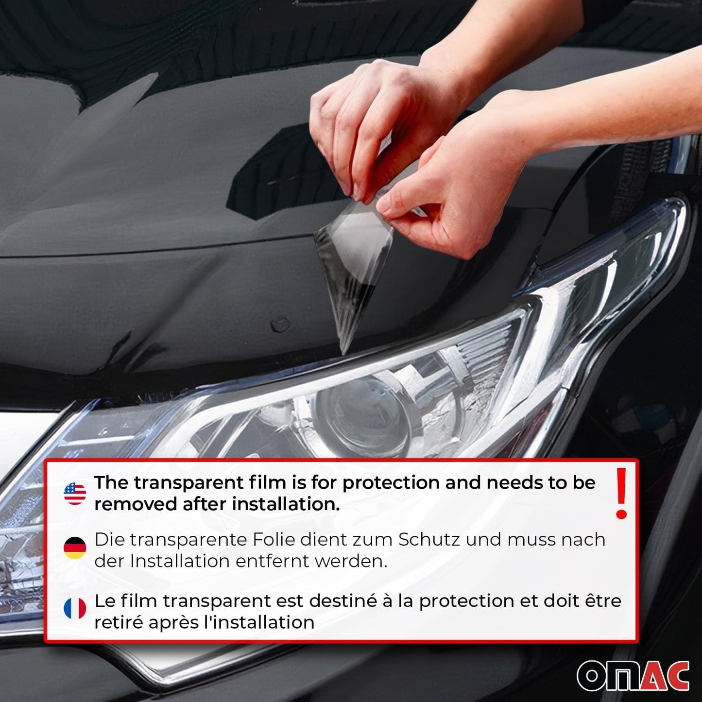 OMAC Front Bug Shield Hood Deflector Guard for Hyundai Tucson 2016-2021 Black Smoke