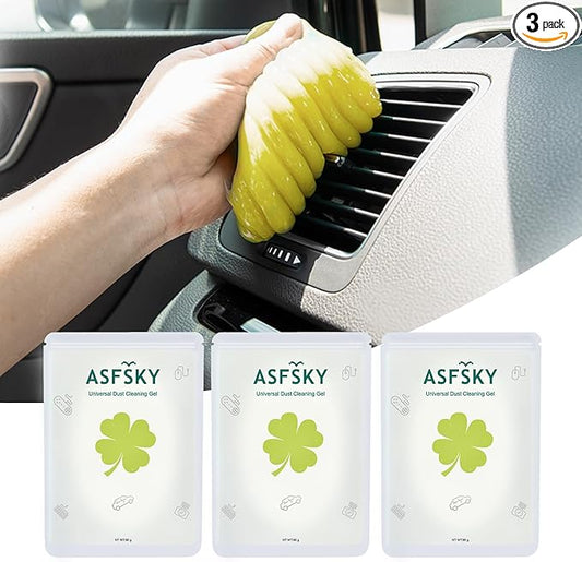 ASFSKY Vents, Dashboard, Center Console, Cup Holders, Seat Seams, etc. Removes Dust, and Debris, Reusable, No Residue Cleaner (3, Yellow)