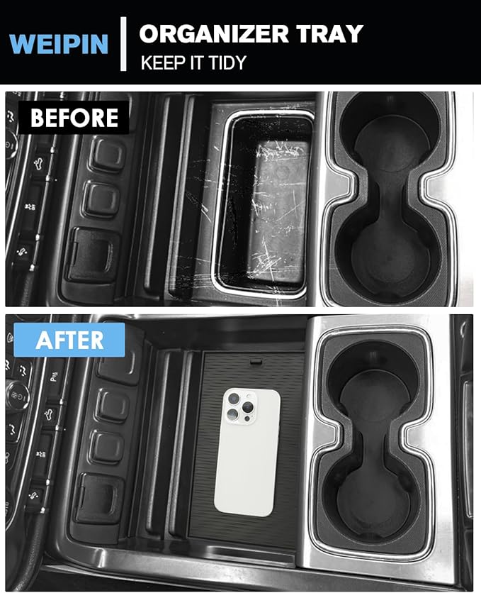 for 3PCS Center Console Organizer Tray&Console Tray Compatible with 2014-2018 Chevy Silverado/GMC Sierra 1500& 2015-2019 Silverado&Sierra 2500HD/3500HD - Full Console w/Bucket Seats Only