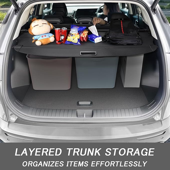 Cargo Cover for Genesis GV70 2022-2025 2026 Accessories Retractable Trunk Cover Security Shielding Shade Cargo Luggage Cover Trunk Privacy Protection (Carbon Fiber Texture)