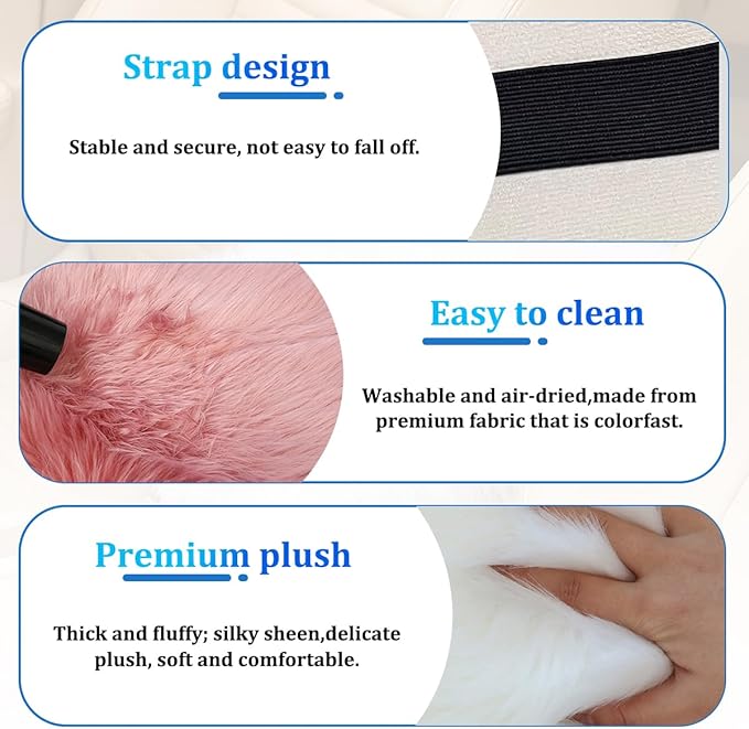 Car Center Console Cover, Fluffy Soft Vehicle Middle Console Arm Rest Cushion Pad, Furry Automotive Interior Armrest Seat Box Protector Decoration Accessories, Universal Fit (Dark Pink)
