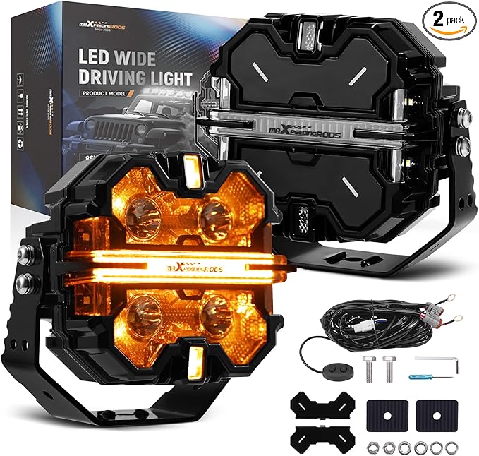 maXpeedingrods 5in 212W Off Road Lights Bar 25440LM, LED Spot with 7 RGB Colors for Ambient & Auto Shift Mode, 270°Side Shooter Ditch Lights, Fog Light for Jeep SUV Pickup UTV ATV with Black Covers