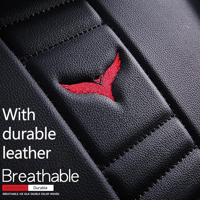 for Chevy Equinox Seat Covers 2005-2026, Full Coverage Customized Car Seat Covers, Premium Leather Waterproof Stain-Resistant Easy to Install (Luxury 2 Seats, Black&Red)