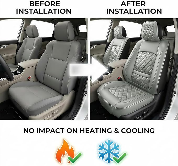 Fit for Santa Cruz Seat Covers Compatible with Hyundai Santa Cruz 2022-2026 - Waterproof Breathable Leather Automotive Seat Cushions Protector,Airbag Compatible,Full Set 5 Seats(Gray)