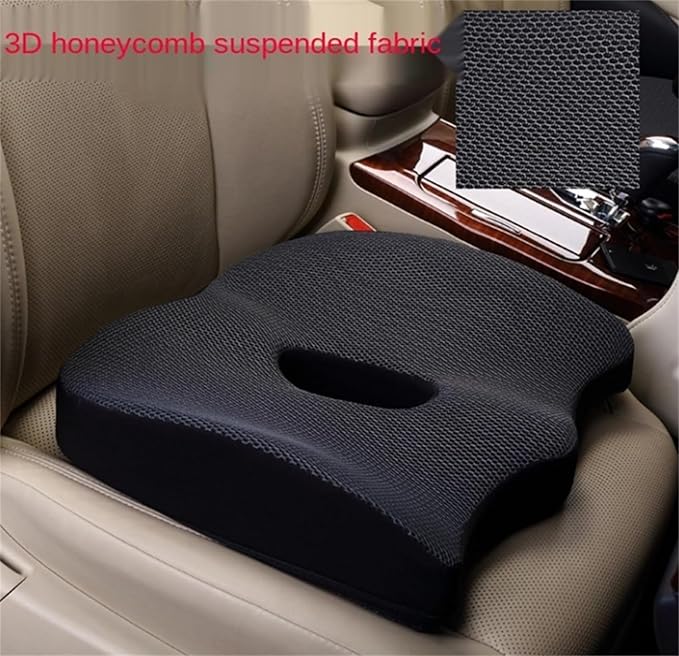 Heightening Wedge Car Seat Cushion Pad for Driving with Comfort Memory Foam, Curved Design Closely Adheres to the Lumbar Spine and Buttocks, Relieving Fatigue Broader Vision (Waist Cushion,Light grey)