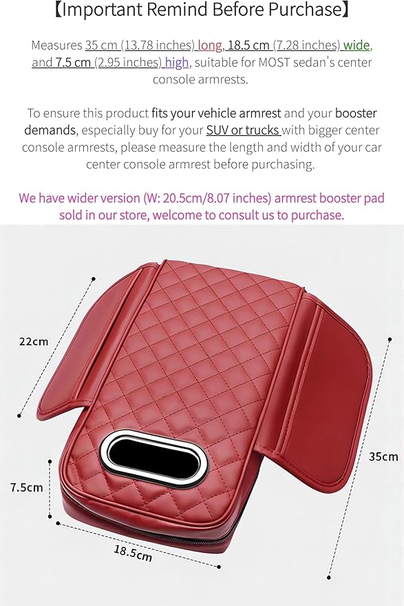 Center Console Cover Arm Rest Cover Leather Car Armrest Box Pad with Pocket Tissue Box Hole Auto Armrest Cover Cushion for Car Sedan Vehicle (Brown)