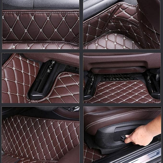 Custom Making Car Floor Mats Compatible for 2000-2025 All Mode Sedan SUV Sports Car Full Coverage Cute Pads Protection Non-Slip Leather Floor Liners (Orange)