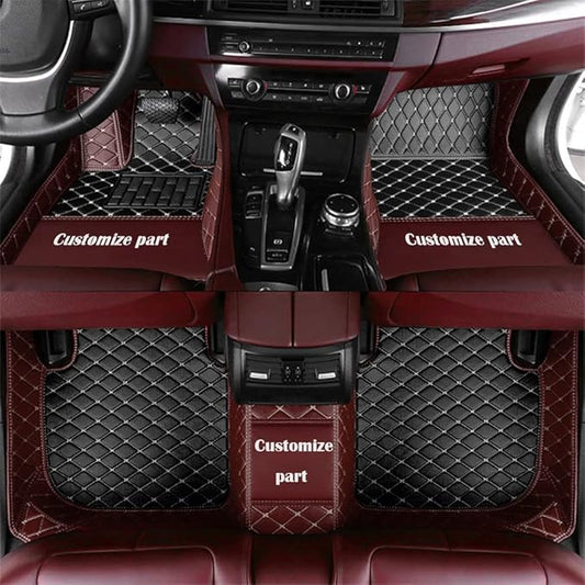 MELKEN Custom Fit Leather Car Floor Mats for 95% of Cars Full Coverage Floor Liners Car Mats (Black & Coffee)