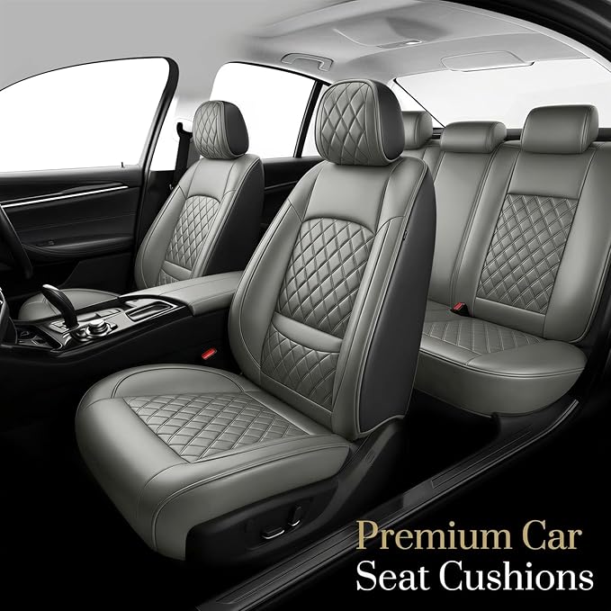 Fit for Santa Cruz Seat Covers Compatible with Hyundai Santa Cruz 2022-2026 - Waterproof Breathable Leather Automotive Seat Cushions Protector,Airbag Compatible,Only 2 Front seat Covers(Gray)