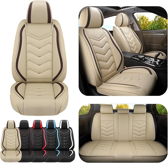 Car Seat Covers for Lexus ES 350 2007-2026, Premium Nappa Leather Car Seat Cover, Stylish Sport Seat Covers， Automobile Seat Cover Sets.(Standard 5 Seats/Beige)