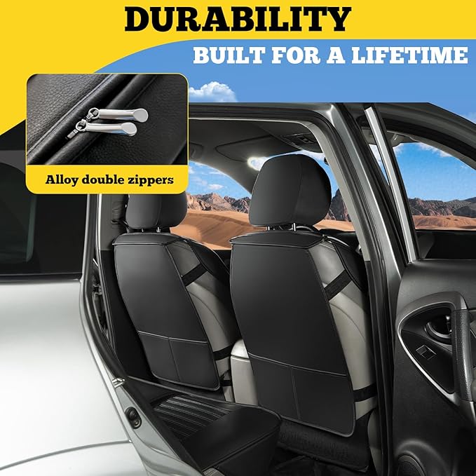 LINGVIDO Full Set Car Seat Covers, Faux Nappa Leather, Airbag Compatible and Waterproof Protectors for Sedans SUVs, Breathable Interior for Active Families, Pets, and Commuters (5 Seats, Black/Gray)